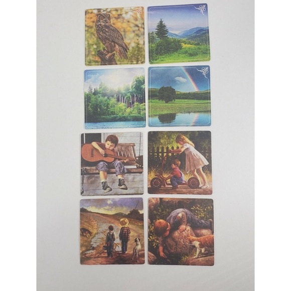 Double sided vintage paper coasters lot of 8 - Picture 4 of 6